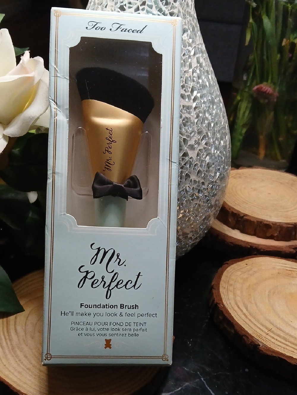 Too Faced Mr. Perfect Foundation Brush - Gold And Mint